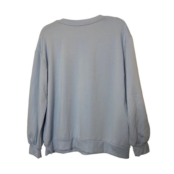 C&C California Womens Long Sleeve Very Merry Light Blue Boat Neck Top Size M - Picture 7 of 7
